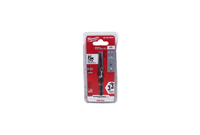 Milwaukee 48-89-9241 1/8"-1/2" #1 Impact Rated Titanium Step Drill Bit(13 Steps)