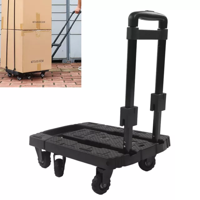 Folding Hand Truck 440lbs Dolly Cart W/ 4 360° Rotating Wheels For Airport Trav✈