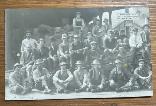 c. 1912 Oregon Box & Manufacturing Company Crew RPPC Real Photo Postcard