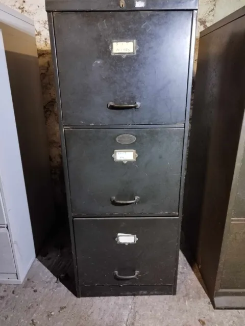 Old Industrial Vintage Mid Century Office Green Metal Filing Cabinet Mottershead
