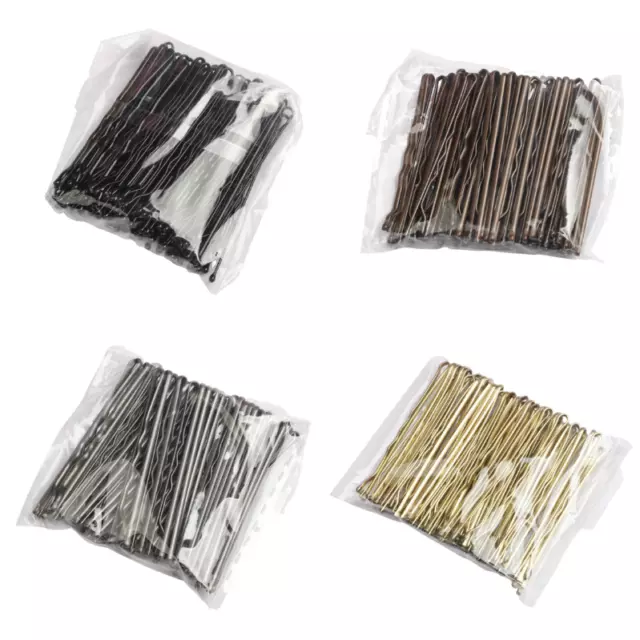 PACK OF 50 Waved Hair Grips Pins 5cm Black Blonde Brown Bun Pins Slides Kirby UK