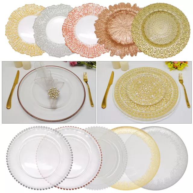 Designed Glass Charger Plate Wedding Event Venue Table Dining Decor