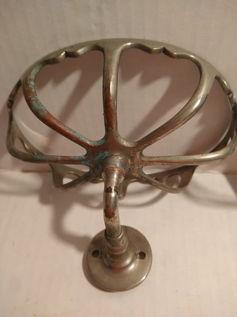 Lot of 2 - Antique Vintage Nickel Brass Wall Mount  Soap/Sponge  Holder 2