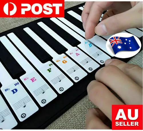 Keyboard Piano Stickers Labels Up to 61 / 88 KEY Set Learn Play Music Kid