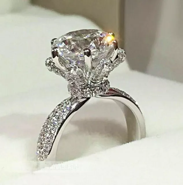 Bague de fiançailles en or blanc massif 14 carats 2,75 ct avec diamant...