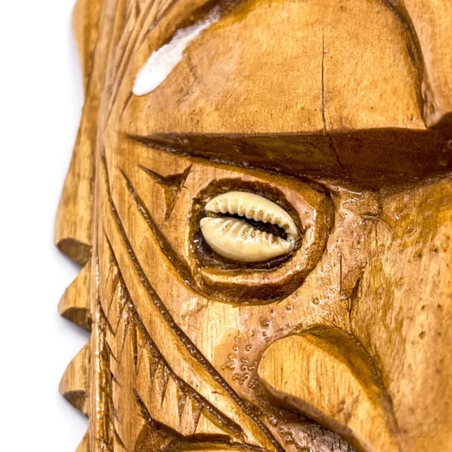 African Mask Wall Mask from Wood Hand-Carved Handmade 9x34cm 9