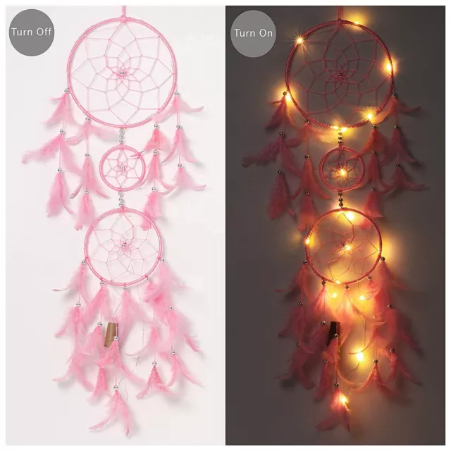 Dream Catcher Handmade LED Light Dream Catchers With Feathers Large Wall Hanging 2