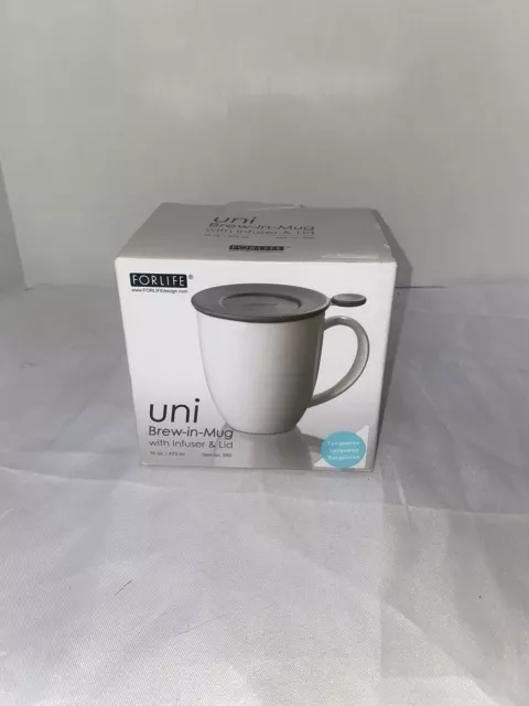 FORLIFE Uni Brew Mug w Tea Infuser Lid Brew in Mug Blue