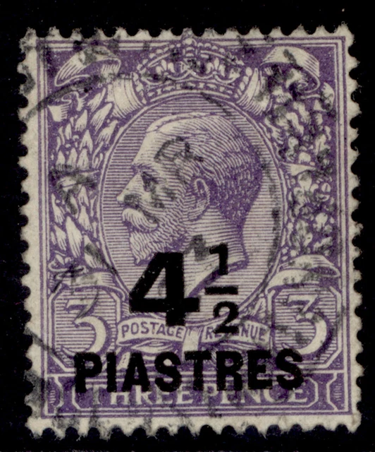 BRITISH LEVANT GV SG43, 3¾pi on 2½d blue, FINE USED.