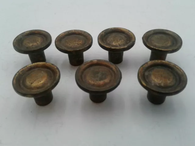 Vintage Round Small Brass Knobs Drawer Pull Tool Box Dresser Furniture Lot 7