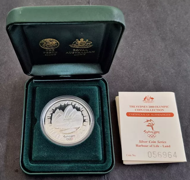 2000 Australia Sydney Olympic Silver ( 99.9% ) $5 Coin Harbour of Life Land