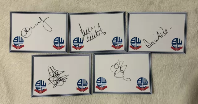 5 Bolton Wanderers BWFC Legend Signed Autograph Club Cards