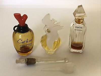 Vintage Antique Perfume Lot Glass Stopper BulbDropper Givenchy Christain Lacroix
