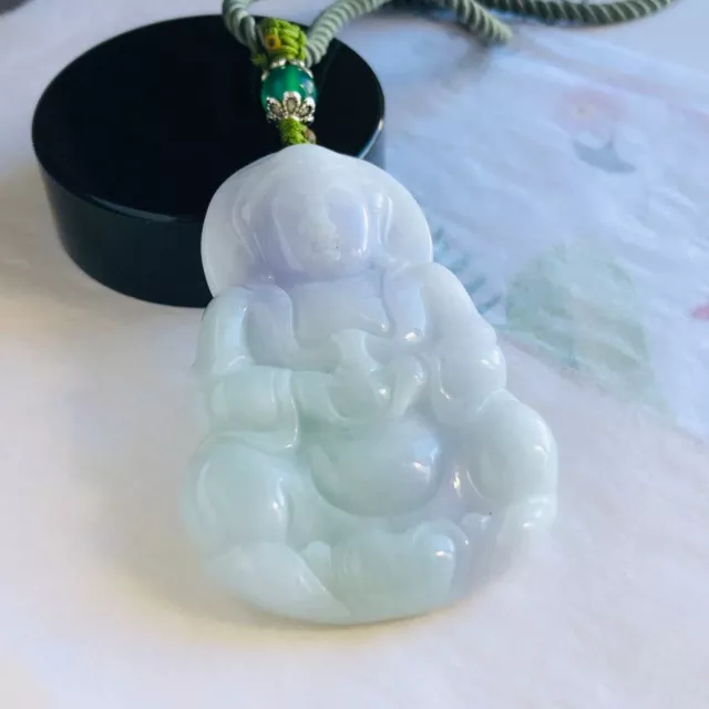 Men Natural Jade GuanYin Pendant Necklace KuanYin Jadeite Lucky rope Women