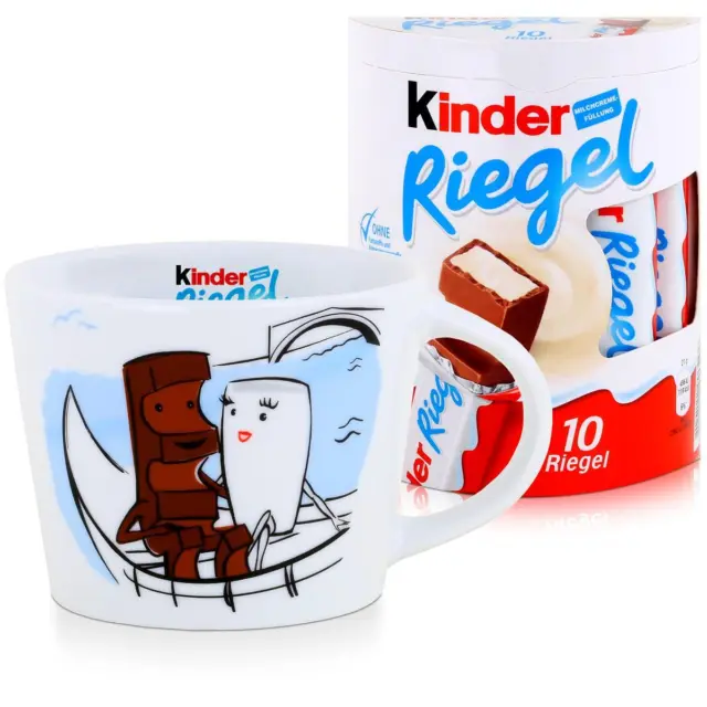 Kinder Riegel Sammel-Tasse Art Edition "Sitzen" & 10 Kinder Riegel je 21g