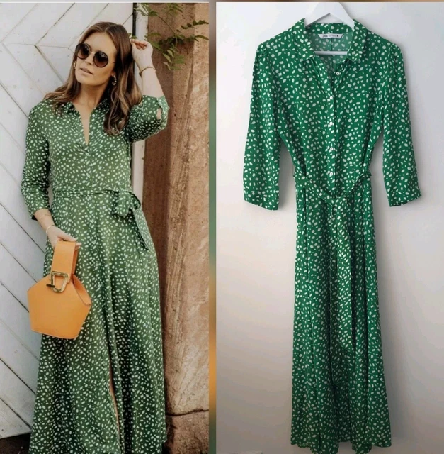 ZARA GREEN SPOT Summer Dress Marilyn Midi Maxi Shirt Tunic Size M Medium 10  12 39.99 - PicClick UK
