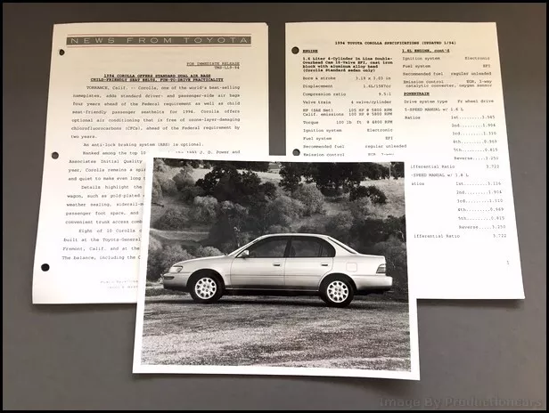 1994 Toyota Corolla Original Car Factory Photo and Press Release and Specs