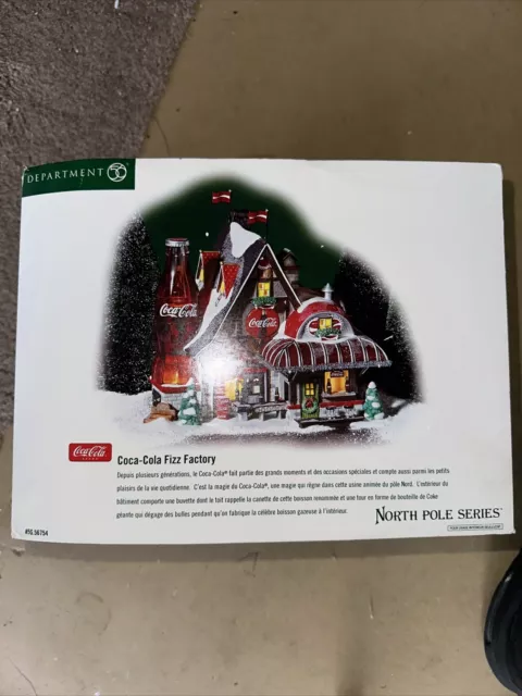 Retired Department 56 Coca Cola Fizz Factory North pole series Box 56754 lighted