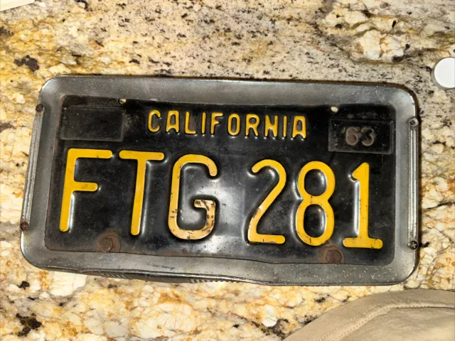 1963 California License Plate FTG 281