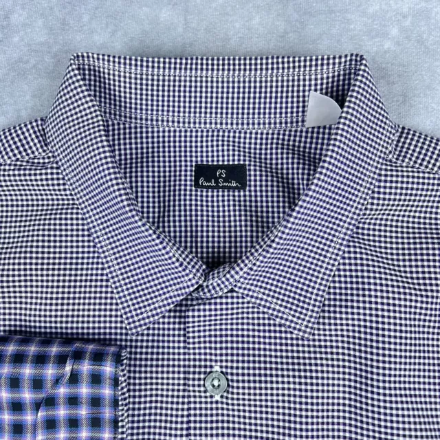 Paul Smith Long Sleeve Shirt Size XL Contrast Flip Cuff Button Down Check