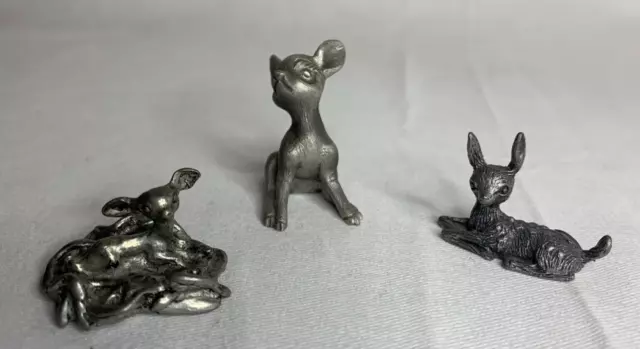 Hudson Pewter Wilson Deer Fawn Wildlife Forest Animal Miniature Figurines Set 3