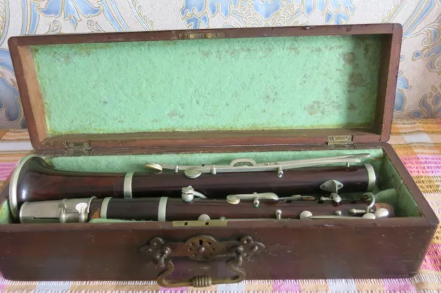 Antique Woodwind Clarinet By Metzler Comes In Wooden Case