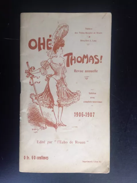 Ancien Programme Theatre Folies Bergères Rouen Revue 1906 1907 TBE