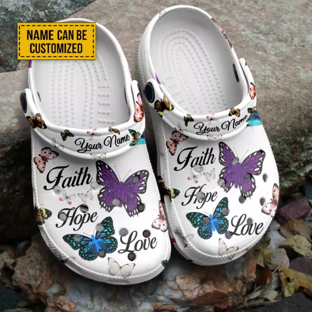 Faith Hope Love Butterfly Cross Jesus Customized Clogs Shoes Unisex God Believer