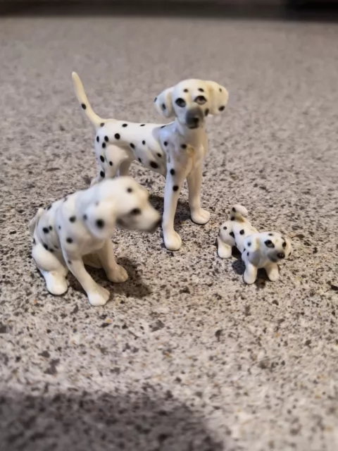 Vintage Miniature Bone China Dalmation Dog Family Japan