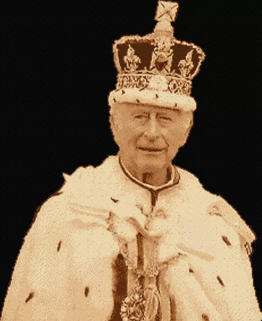 Coronation King Charles Cross Stitch Pattern + Photo - LARGE Experienced Level