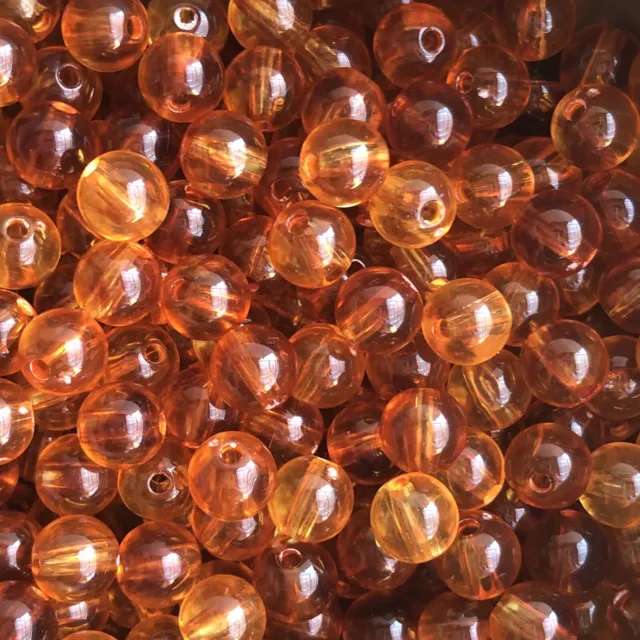 Orange Resin Beads 8mm Round Amber Colour DIY Jewellery Making Craft Bead 50pcs