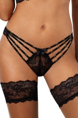 Axami Axami Perizoma Con Cinturino IN Fondina Pistola Tulle E Nero Pizzo 