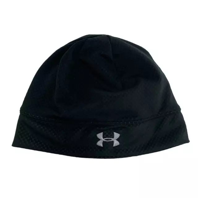 Under Armour Hat Womens One Size Black Stretch Beanie Athletic Poly