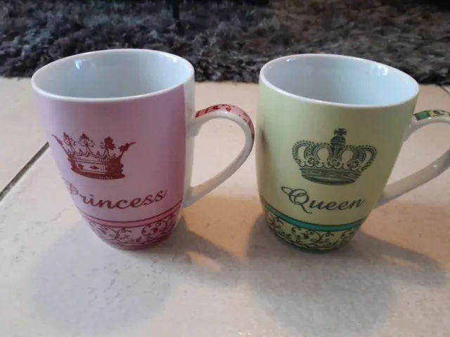Lot De 2 Mugs Porcelaine ☆ Princess Et Queen