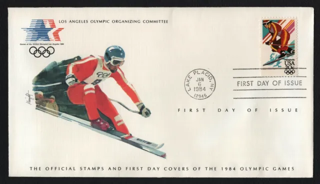 #2068 20c Alpine Skiing, LA Olympic Committee FDC 4-1/2x8 *ANY 5=FREE SHIPPING**