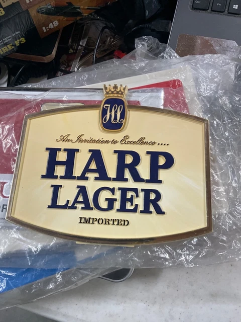 HARP LAGER Sign Plastic Stand Up or Stick-On Bar Pub Beer Brewery HARP LAGER Sign Plastic Stand Up or Stick-On Bar Pub Beer Brewery