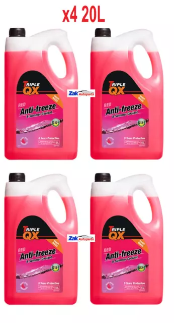 Triple QX Red Antifreeze Summer Coolant G12 Ready Mixed  20L 20 Litre 4 Bottles