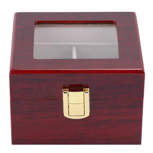 (Red)Wooden 2 Grid Watch Display Box Transparent Window Watch Storage Box GFL