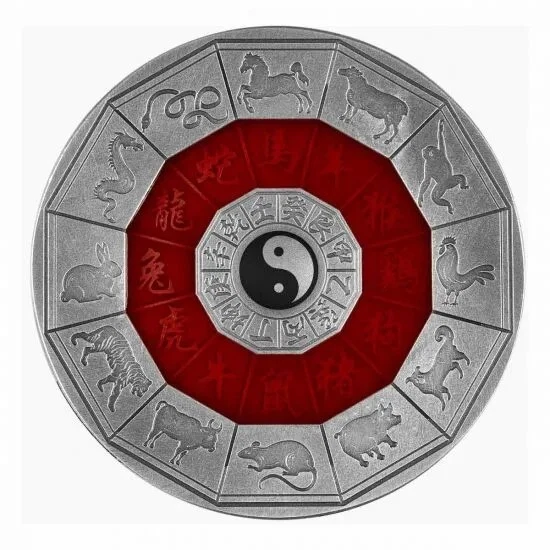 Niue 2022 Chinese Zodiac Calendar $2 2oz Silver Antiqued Coin