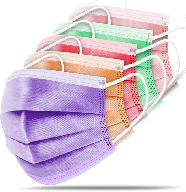 Unifandy Kid Face Mask, 50PC 3 Ply Disposable Face Mask Colorful Set for Childre