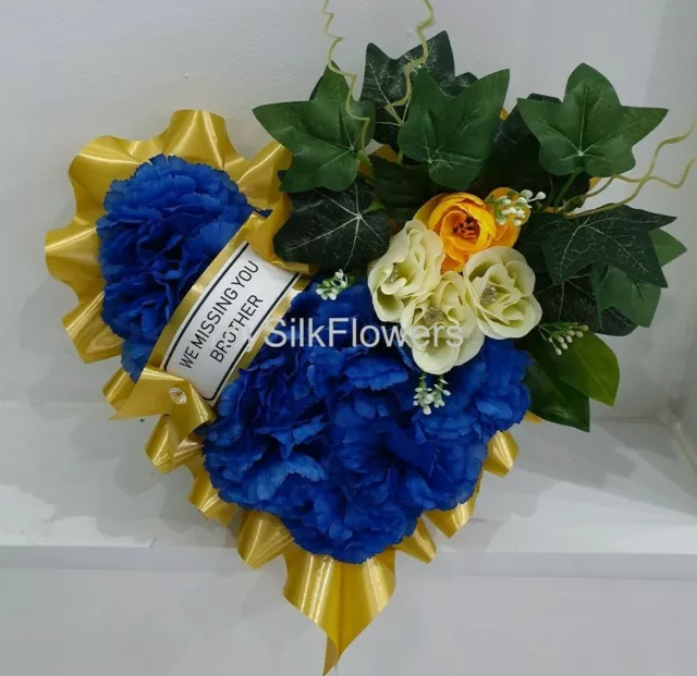 Artificial Silk Funeral Heart Wreath Tribute Flower Memorial Rose Mum Nan