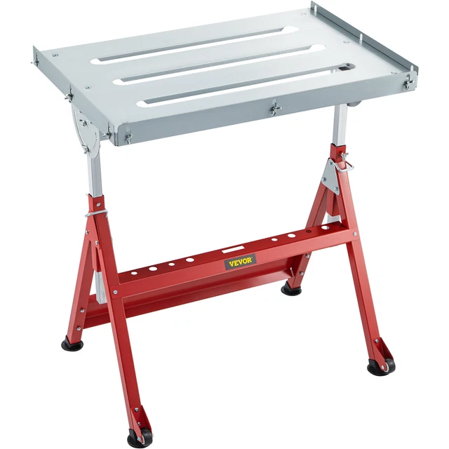 ADJUSTABLE WELDING TABLE Steel Work Table Workbench w/ Wheels Tool
