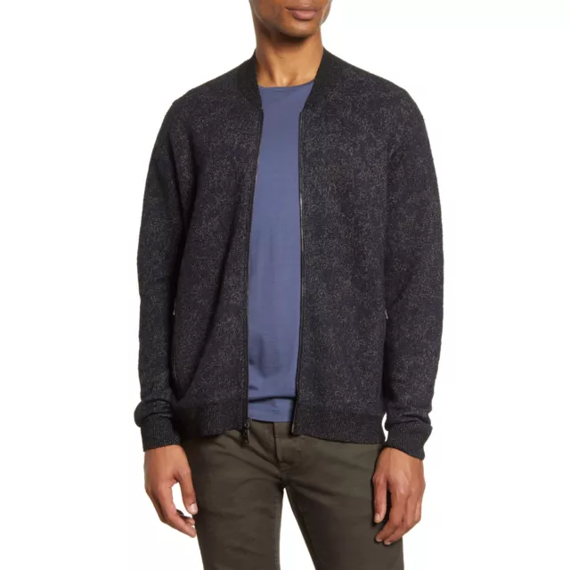 MSRP $598 John Varvatos Men's Navy Wool Blend Jacquard Regular Fit Cardigan -...