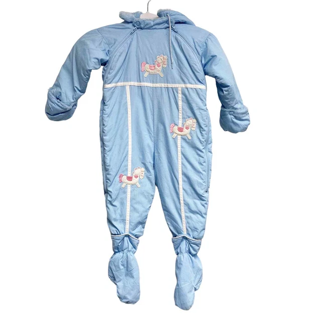 Vintage London Fog Baby Size 24 Months Blue Bunting Snowsuit
