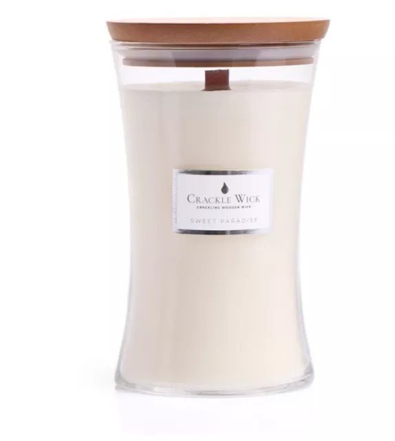 Crackle Wick Tall hourglass Crackling Wooden Wood Scented Candle Sweet paradise