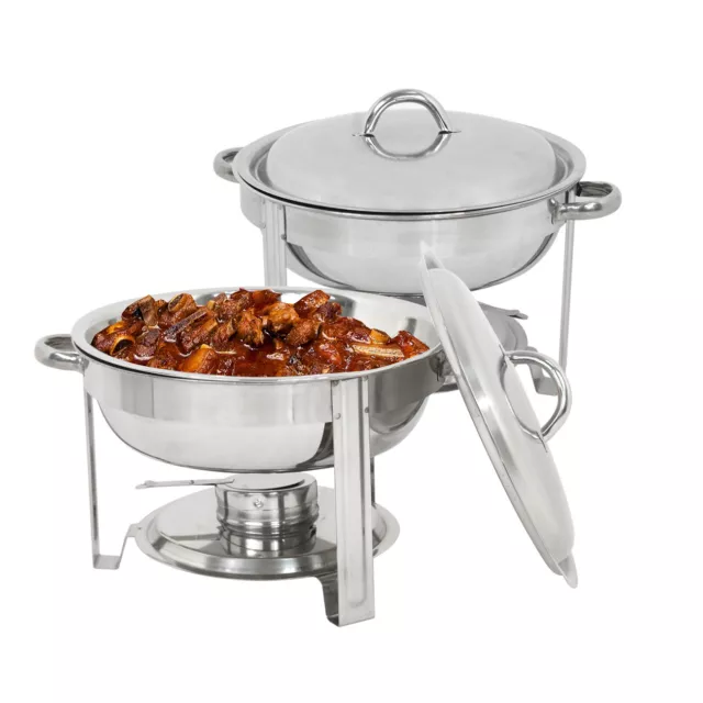 2 Pack Buffet Catering Stainless Steel Chafer Round Chafing Dish 5Qt Party Pack