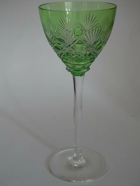 4 Verres à Vin Anciens En Cristal Taillé Daum France - Hauteur 9,3 Cm, Très Bon état