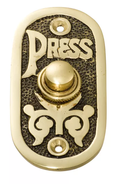 ornate oval brass,80 x 40 mm 12 V wired door bell press,button,2 finishes
