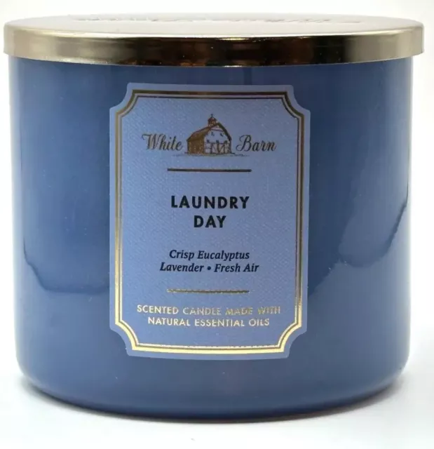 BATH & BODY WORKS “ LAUNDRY DAY “ 14.5 OZ  3-WICK CANDLE White Barn Free Ship‼️