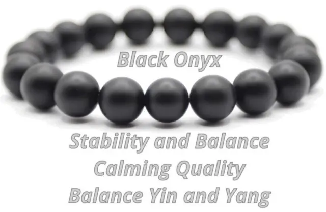 Perlenarmband mattschwarz Onyx mattiert 10 mm Edelstein für Männer Frauen heilendes Geschenk